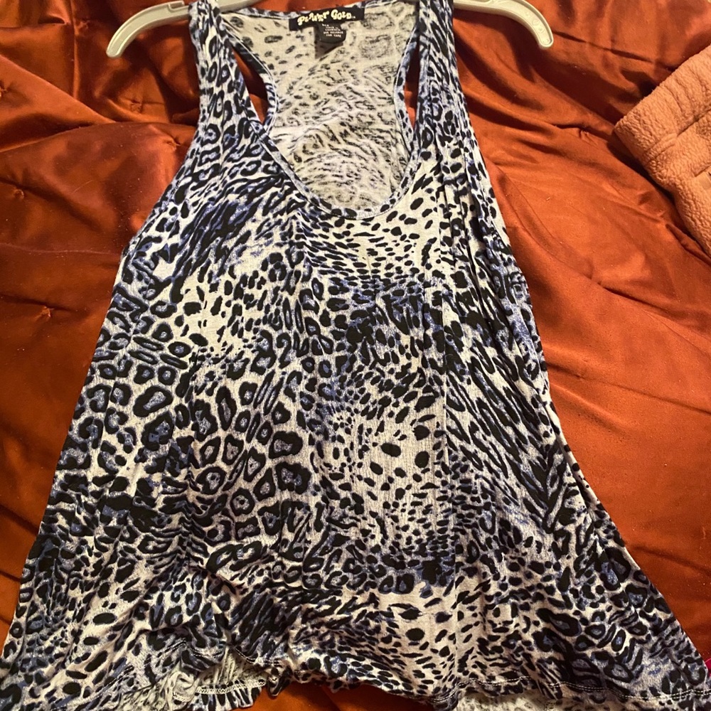Blue leopard tank top